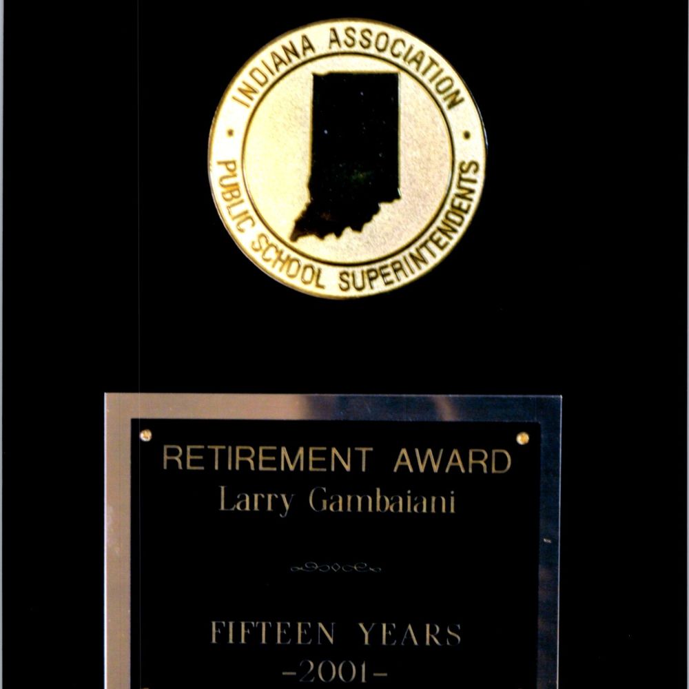 Larry G's retirement award plaque
