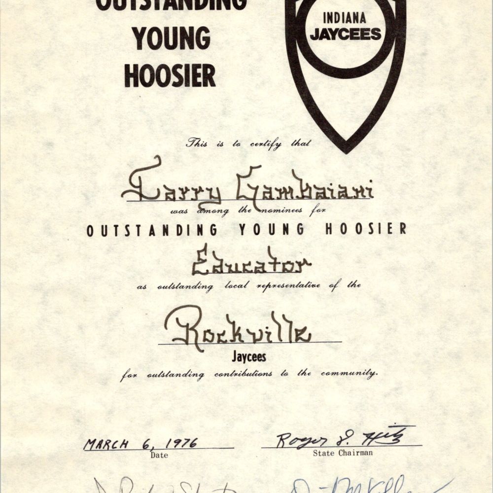 Larry G Outstanding Young Hoosier Award