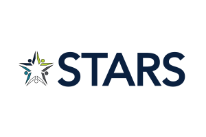 The logo for STARS, which features the word "STARS" in large, dark blue capital letters. To the left of the text is a stylized star icon made from five abstract human figures holding hands in a circle. The figures are colored in shades of blue, green, and gray.
